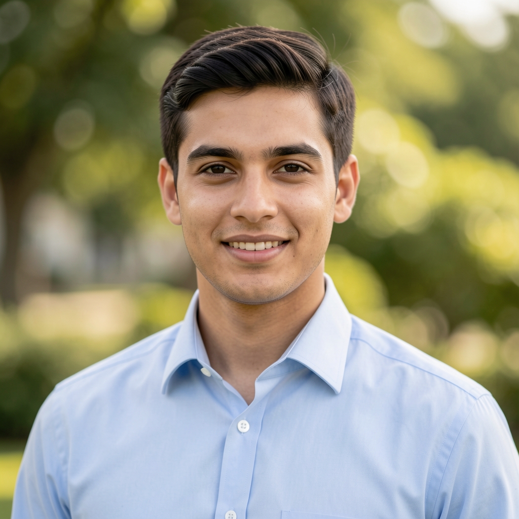 Portrait of Marko Vukotic, politics editor at Kepler, young man in formal shirt, confident expression, professional studio headshot